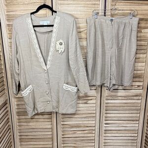 Kathryn Deene 2-Piece Button Up Cardigan & Skort Set 14/16 18/20 Vintage